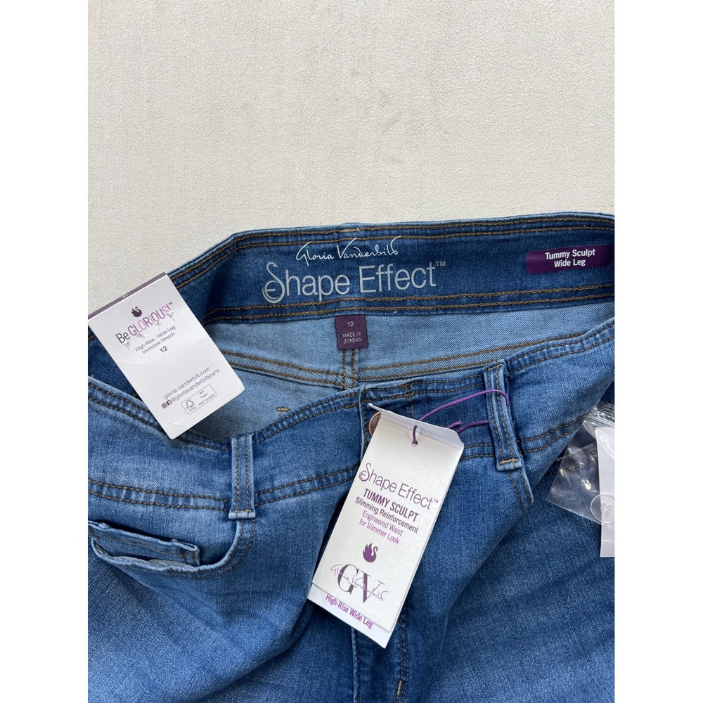 Gloria Vanderbilt Shape Effect Tummy Sculpt Wide Leg Jeans Blue Size 12 NWT - Picture 5 of 8